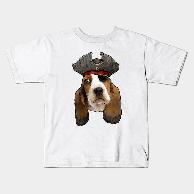 Basset Hound Pirate Kids T-Shirt by whyitsme